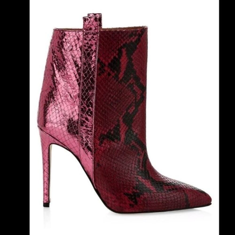 Paris Texas Metallic Snakeskin-Embossed Booties